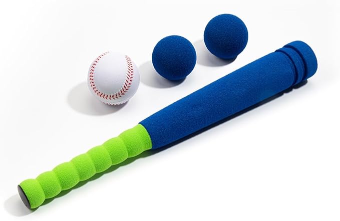 [Mini Size] 16" Foam Kids Sports Baseball Bat Set+ 3 Soft Balls + Storage Bag Included, Gift for Toddlers 3 Years Old Hitting Indoor Outdoor Playing