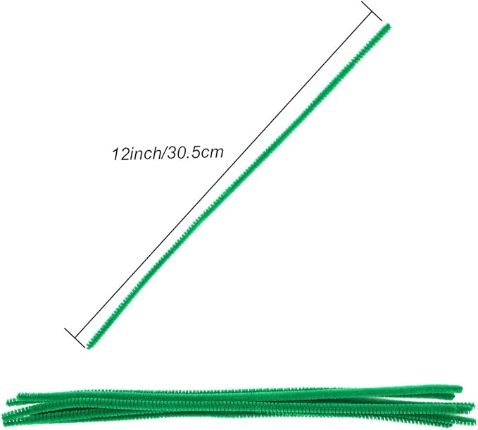 Caydo 200 Pieces Green Pipe Cleaners for St. Patrick's Day Decorations, Craft Chenille Stems for Kids DIY Art Craft Projects (6 mm x 12 inch)