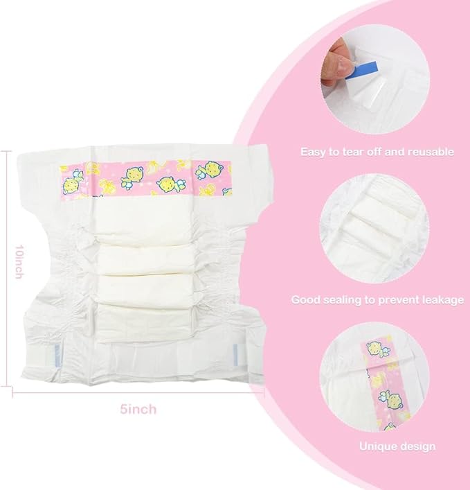 CHAREX Baby Doll Diapers Pack - 30 Pieces Newborn Dolls Diapers Refill, Doll Accessories Fits 18-24 Inch Reborn Dolls for Ages 3+