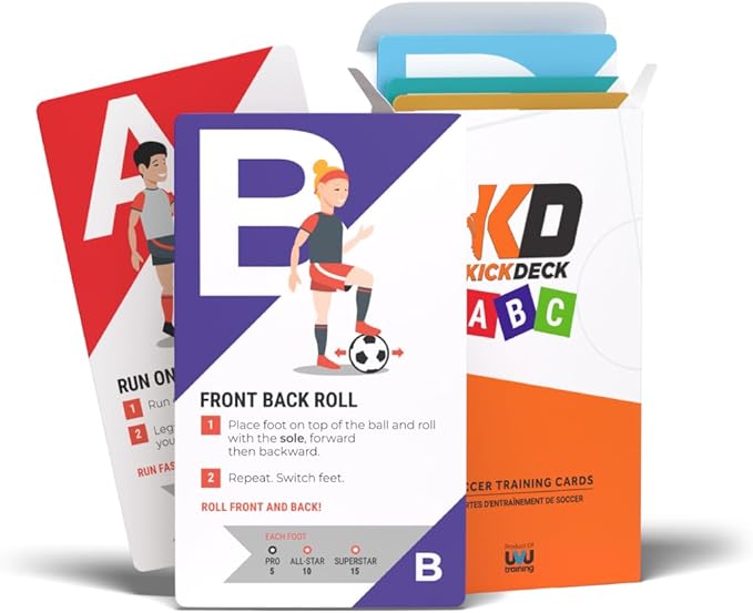 KickDeck ABC Soccer Cards for Kids 4+ | Fun Alphabet Soccer Drills for Footwork, Ball Control & Coordination | Screen-Free Practice at Home & Outdoors