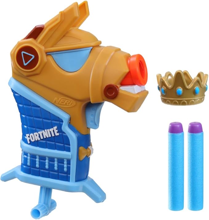 Nerf Fortnite Micro Y0nd3r Mini Dart-Firing Blaster - Fortnite Y0nd3r Outfit Design - Includes 2 Nerf Elite Darts and Removable Crown