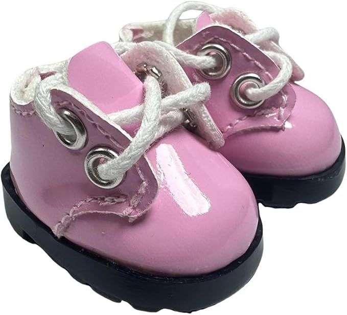 Premium Doll Shoes for Lububu, 15cm 17cm Dolls Accessories, Mini Leather Shoes Fashion Dress Up Doll Shoes Replacement (2, Oxford - White & Pink)