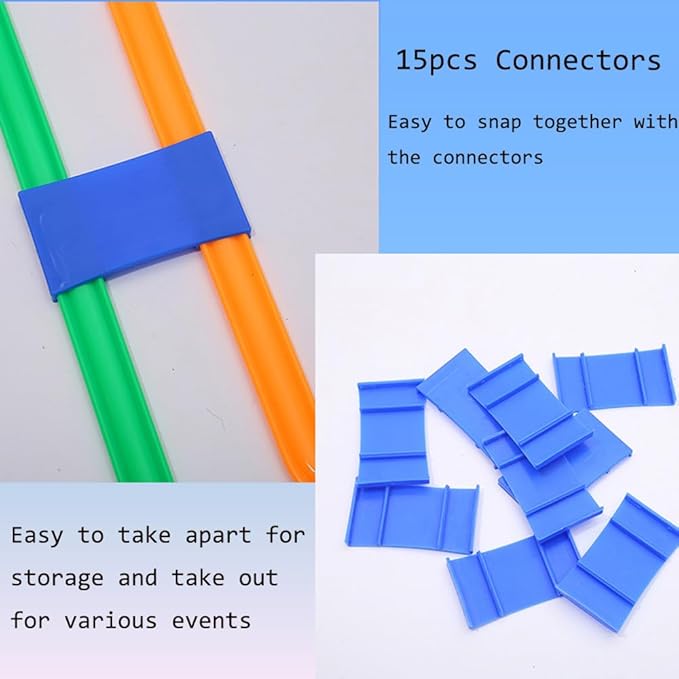 Hopscotch Rings- 11in Hopscotch Game Hoops Circles with 15 Connectors for Kids Balance Agility Training Obstacle Course, Children Birthday Fun Play Indoor Outdoor Backyard Playground Activity