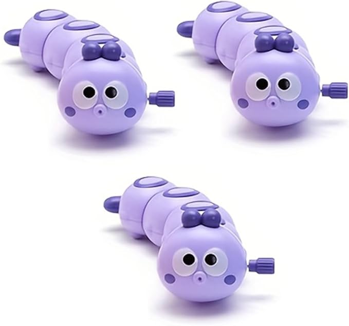 3Pcs Purple Wind-Up Caterpillar Toy - Mechanical Crawling Insect, Educational STEM Kids Toys for Toddlers, Safe Non-Toxic Baby Gift for Birthday Party (Purple 3Pcs)