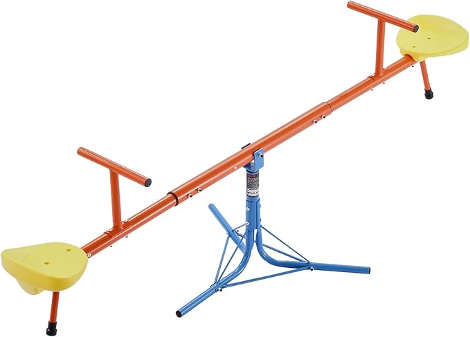VEVOR Seesaw Teeter Totter for Kids Outdoor, 100 lbs Load Capacity per Seat, Sit and Spin Teeter Totter with 3-Prong Support Legs, Playground Equipment with Swiveling 360 Degrees Rotating for Aged 3+