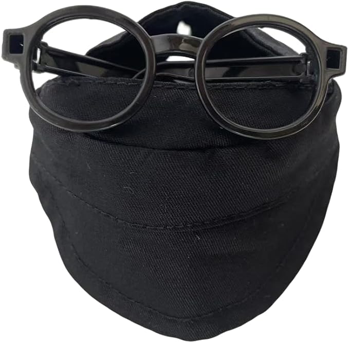 for Labubu Doll Accessories Set, 4 Colors Options Camouflage Bucket Hat and Black Sunglasses Frame(no Lenses) Casual Cap (Black)