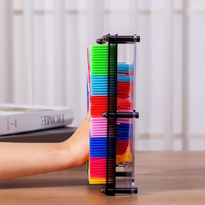 3D Pin Art Intellectual Fun Toy Rainbow Plastic Pin Art Palm Board Push Pin Toy (Rainbow-10x8Inches)