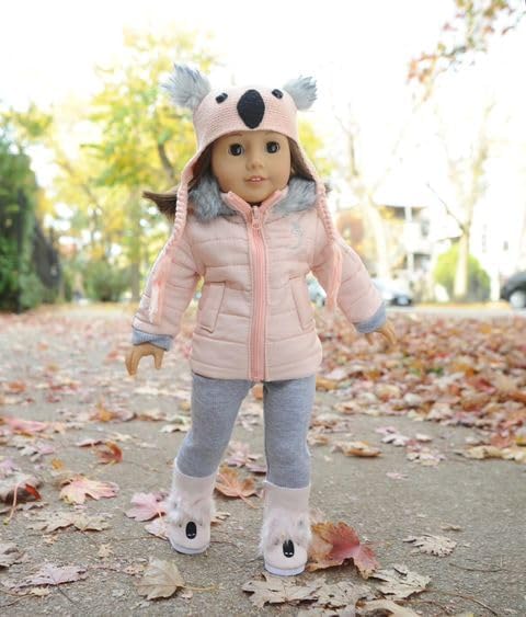 18 Inch Doll Winter Clothes Set - 4PC Koala Snow Jacket Coat Outfit with Matching Hat & Boots Compatible with American Girl, Our Generation, My Life As, & Adora Dolls – Kids USA Brand
