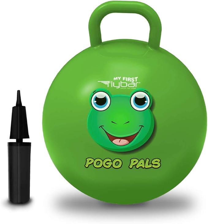 Flybar Hopper Ball for Kids, Inflatable Bouncy Ride-On Ball w/ Handle for Indoor & Outdoor Active Play, Includes Pump, Jump Ball Toy for Boys & Girls, Supports Up to 185 lbs, Ages 6+, 22-Inch, Medium