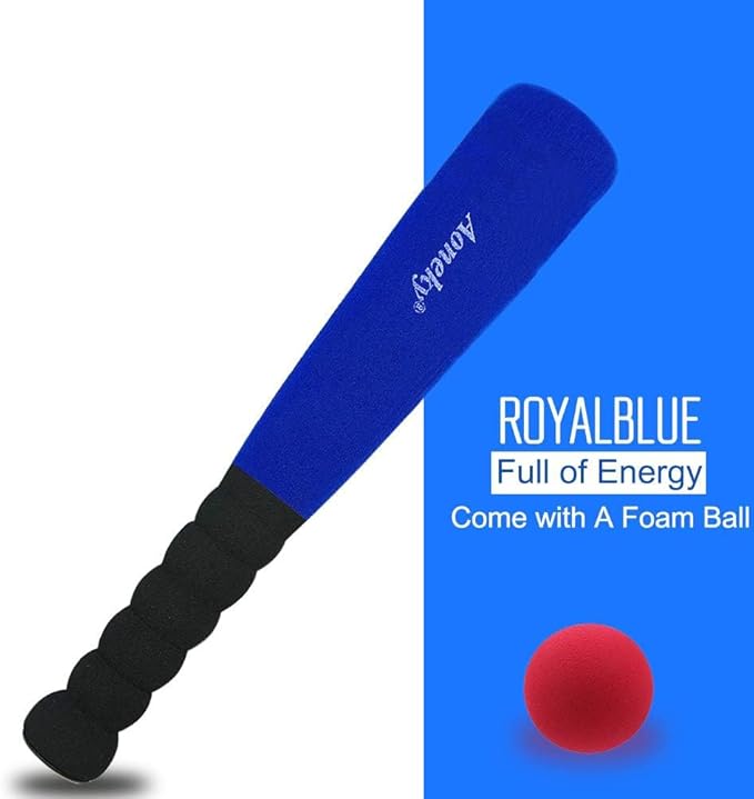 Aoneky Soft Foam Baseball Bat and Ball Set for Toddlers 1-3, 11.8 Inch All-Foam Safety T Ball Toy for Indoor Outdoor Play, Lightweight Mini Bat with Easy Grip (Blue)