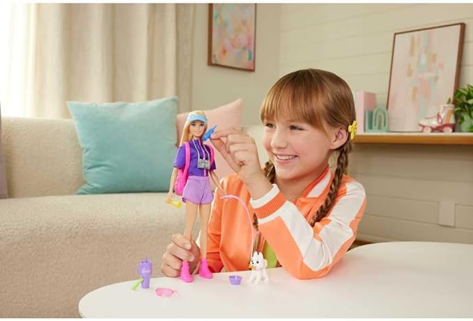 Barbie “Malibu” Outdoor Adventures Fashion Doll Wearing Adventure Outfit, with 10+ Camping-Themed Accessories Including Pet Puppy