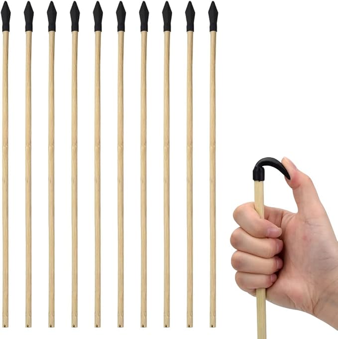 10 Pcs Wooden Arrows Soft Rubber Tips, 17 Inch Handmade Wooden Toy Arrow for Kids and Beginners, Archery Bows Outdoor Play Cosplay Costume Decoration