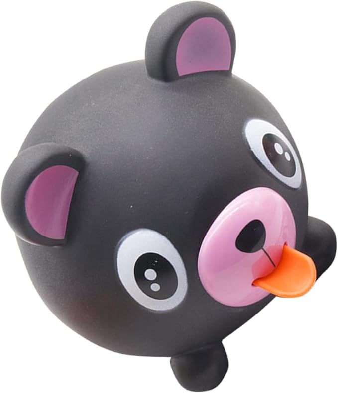 TOYANDONA Squeeze Toy for Kids - Bear Tongue Stick Out Animal Tongue Out Toy Squeeze Ball for Stress Relief Fun Kids Adults Birthday Party Favors Easter Basket Goodie Bag Stocking Stuffers, Black