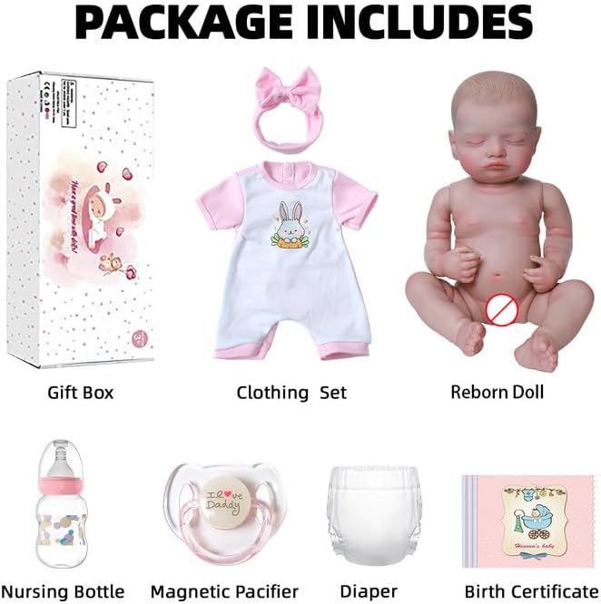 KSBD Realistic Reborn Baby Girl- 20 inch Full Vinyl Lifelike Newborn Baby Dolls, Realistic Real Life Baby Dolls Gift Set for Kids Age 3 +