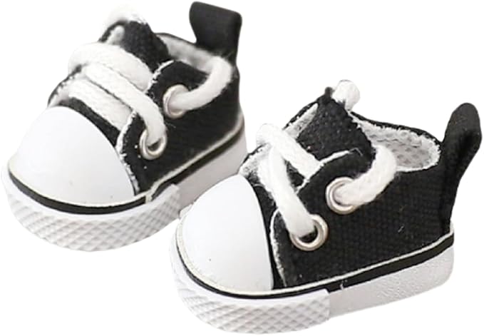 Doll Shoes for Lu bubu 17cm Dolls(No Doll) Accessories, Mini Shoes for Dolls, Cute Canvas Shoes Suitable for 17cm Doll, Dress Up Doll Shoes Replacement Black