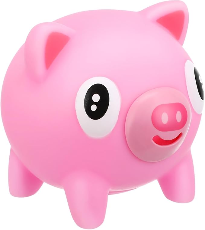 Squeeze Toys for Kids Stress Relief, Pink Pig with Squeak, Funny Animal Sensory Fidgets, Cute Novelty Desk Gag Gift