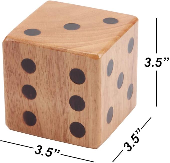 GSE Games & Sports Expert 3.5-Inch Premium Oak Giant Yard Dice Set with Bucket and Yardzee & Farkle Scorecard. Outdoor Backyard Lawn Game for Family