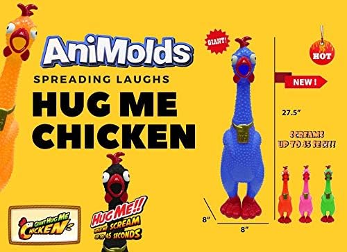 Animolds Hug Me Giant Rubber Chicken- Huge Stress Relief Screaming Chicken Toy | Screams Up to 45 Seconds- Novelty Gag and Prank Toys | Funny Toys Gifts for Christmas Stocking Stuffers for Kids Adult