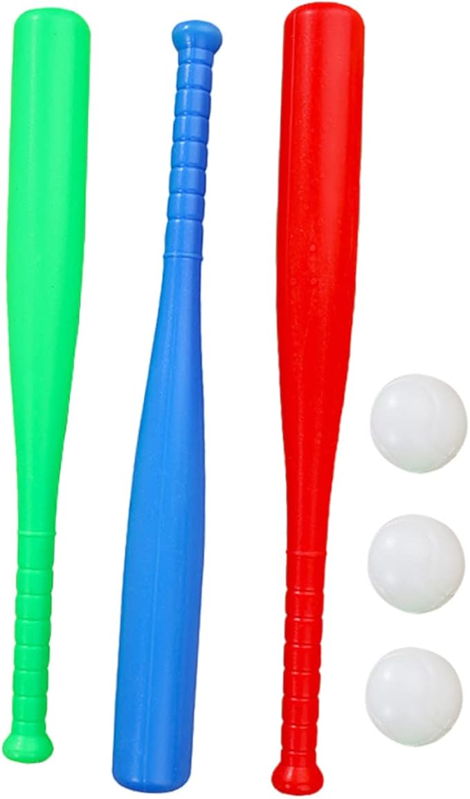 DECHOUS Plastic Baseball Bat and Ball Set Kids Baseball Bat Toys for Children Indoor Outdoor Encourages Exercise and Batting Skills, Random Color
