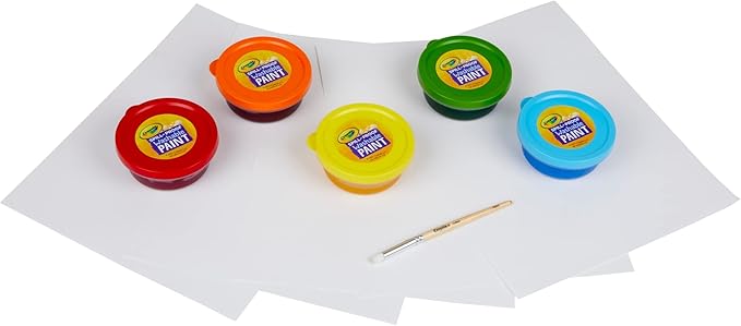Crayola Spill Proof Paint Set - Washable Paint for Kids, Includes Paint Brush & Paper, No Drip, Less Mess Arts & Crafts, Toddler Gift, Ages 3+