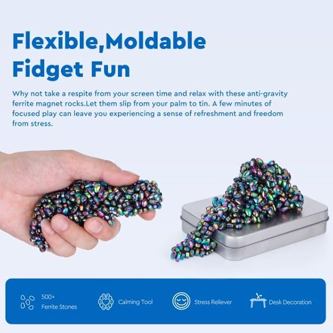 500+ Original Ferrite Putty Colorful, Sensory Stones, Adult Fidget Stress Relief Desk & Office Item, Ferrite Stones Stocking Stuffers Gifts