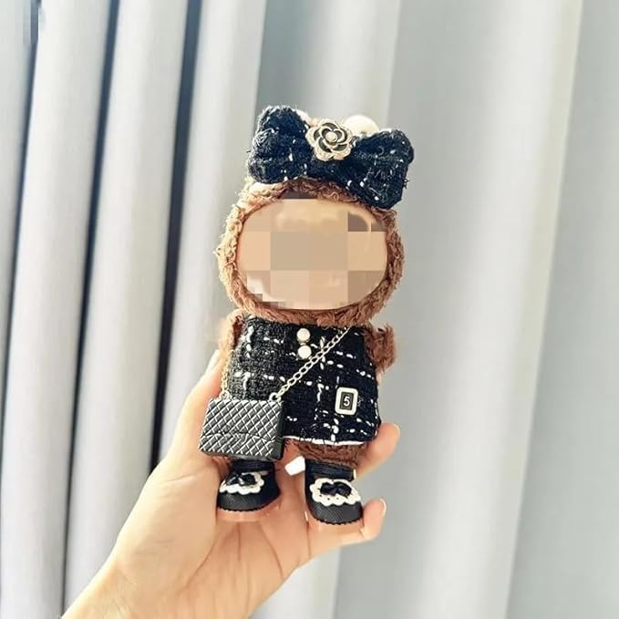 15cm-17cm Doll Clothes Suitable for labubu 17cm 15cm Dolls Accessories Sitting No Doll Only Clothes 17cm labubu 1bag+1shoes+1dress+1hairband No Doll