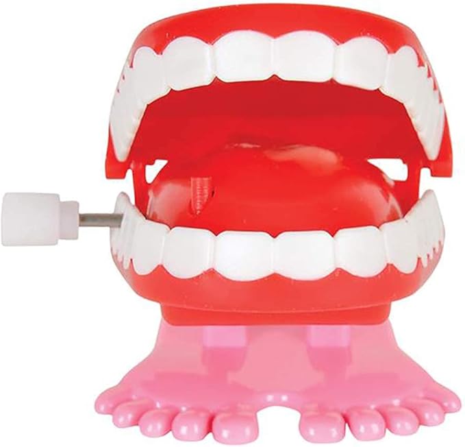 The Dreidel Company Wind Up Teeth Chomping & Chattering Teeth Toys for Kids Birthday Party Favors, Novelty and Gag Gifts, 1.75" Inches (12-Pack)