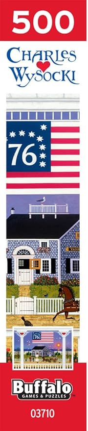 Buffalo Games Jigsaw Puzzles for Adults 500 Pieces - Charles Wysocki - Nantucket 4th of July - Hard Adult Puzzle with Reference Poster, Fun, Unique & Challenging for All Abilities, Large 21.25 x 15