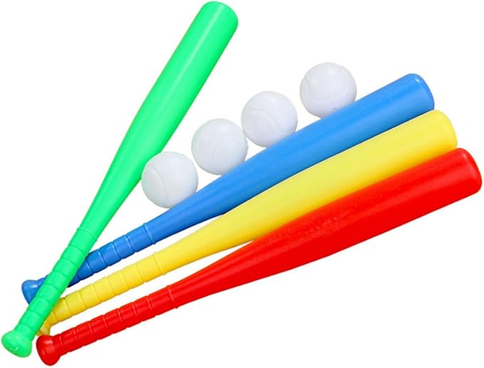 DECHOUS Plastic Baseball Bat and Ball Set Kids Baseball Bat Toys for Children Indoor Outdoor Encourages Exercise and Batting Skills, Random Color
