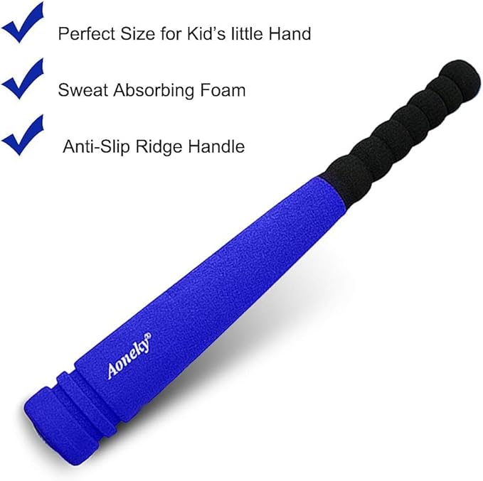 Aoneky 16.5 Inch Mini Foam Baseball Bat for Toddlers 1-3 Years Old, Soft Lightweight T-Ball Bat Toy for Kids, Indoor Outdoor Safe Play, Beginner First Bat, Blue