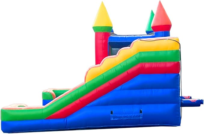 Crossover Rainbow Double Water Slide Bounce House Combo, 16.5 x 15 x 11 Foot, PVC Vinyl Inflatable Bouncy House for Kids, Wet or Dry Slides, with Stakes and Storage Bag, Blower not Included