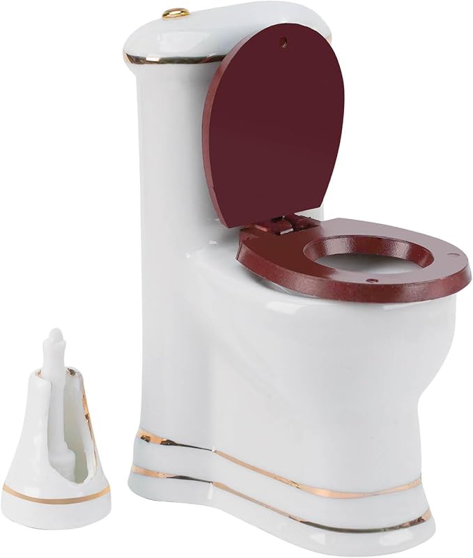 Waldosia 1:12 Scale Dollhouse Bathroom Fixtures and Accessories - Bathtub, Pedestal Sink, Working Toilet Tank, Mirror, Brush Holder (5 PCS A Set)