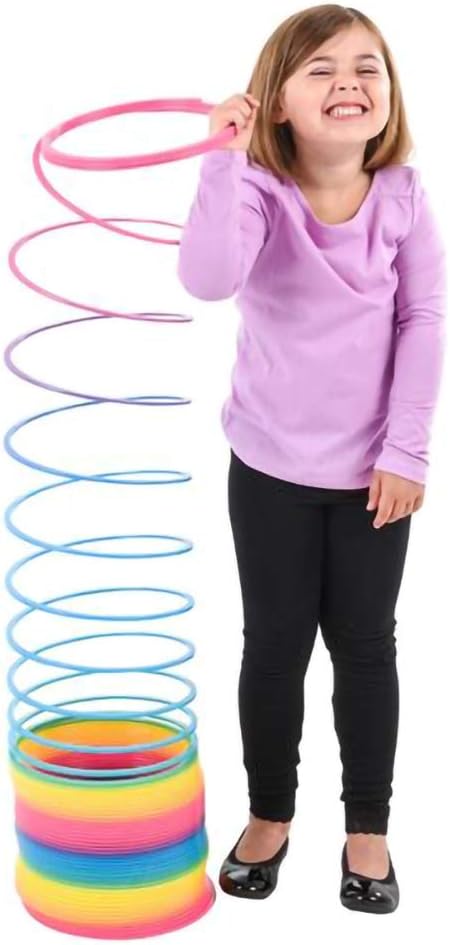 The Dreidel Company Jumbo Rainbow Plastic Coil Spring, Party Favor for Kids, Individually Wrapped, 7" (175mm) Spring (Single)