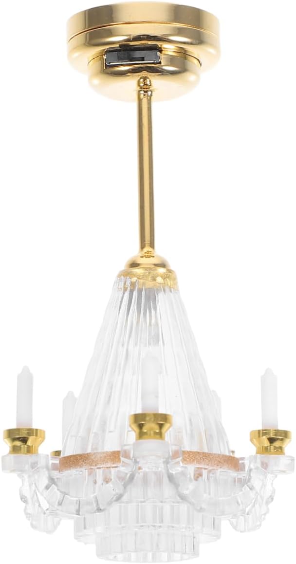 IMIKEYA Dollhouse Chandelier: 1:12 Scale Doll House Ceiling Lamp Miniature Led Chandelier Led Battery Operated Hanging Ceiling Light Lamp Dollhouse Accessories