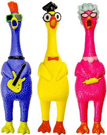 JA-RU Screaming Rubber Chicken Toy (12 Units Assorted) Squeaky Chicken Toys for Kids. Funny Noise Maker Prank & Gag Gifts. Novelty Toys & Amusements. Rubber Dog Toys. 1704-12s