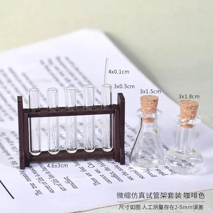 1:12 Scale Miniatures Laboratory Accessories for Mini Dollhouse,The Tiny Thing Including Microscope, Test Tube and Measuring Cup for Dollhouse Decoration and Miniatures Cake Topper(Blue Color)