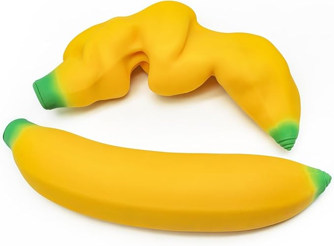 Stretchy Glue-Sand Filled Rubber Banana, Latex Soft Decompression Toy, High-Elastic Stretchable Squishy Banana Toy, Decompression Toy for Adults and Children (Bananas -2 Pack)