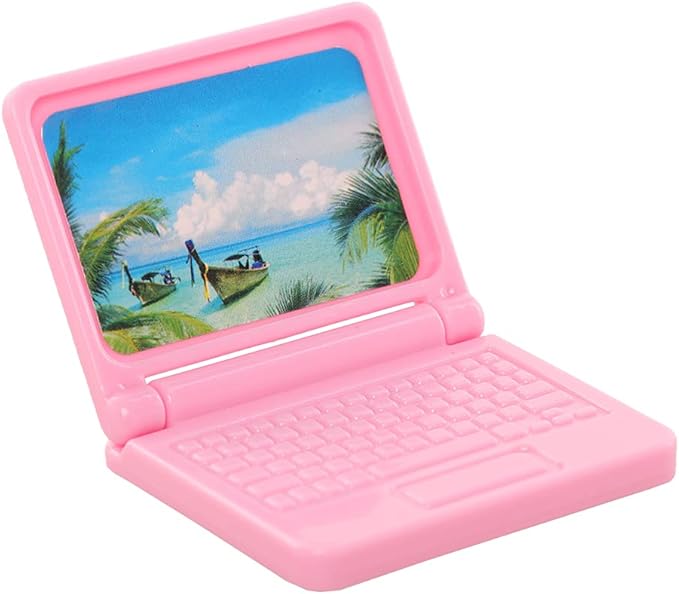ENOCHT 9 Pack Small Size Laptop Computer Tablet Phone Pad Glasses and Headset Doll Playset Simulation Accessories for 11.5 Inch Doll (Pink)