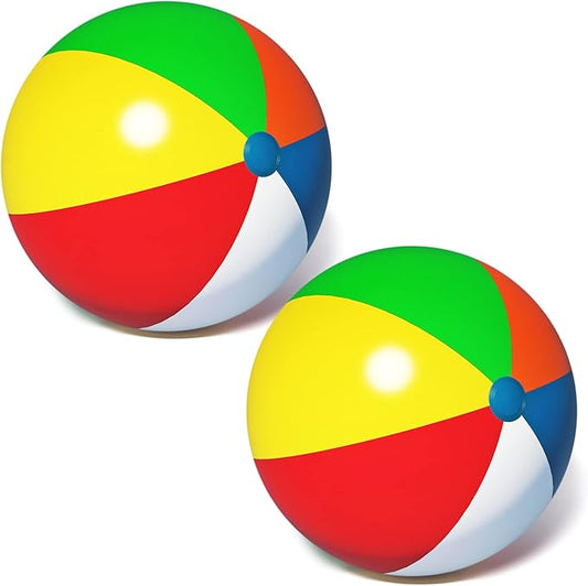 2 Pack Big Beach Ball 24 Inch Diameter, Giant Beach Ball Bulk for Pool Durable and Thick Inflatable Beachballs fo Beach Outdoor Games & Activities