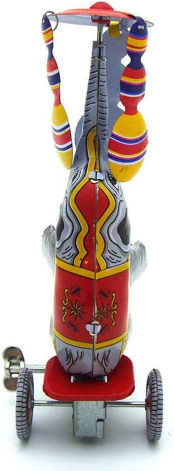Charmgle Spring Wind-up Toy Elephant Playing Fans on Bike Home Decoration Retro Tin Toys Adult Collection Party Favor Xmas Gift