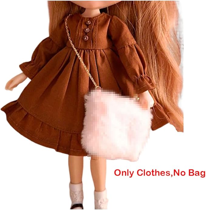 Doll Clothing Fashion Dress for Blyth,Ob24,Licca,Azone BJD Doll Clothes Toys Accessories Gifts (Caramel)(Only Clothes)