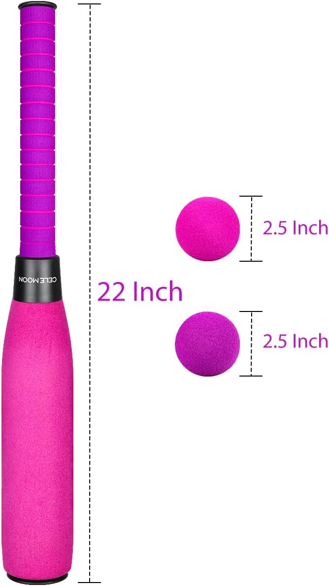CeleMoon 22 Inch Soft Foam Kids Baseball Bat Set with Balls | Gift Toys for Children Toddlers Boys Girls Age 3-5-8 Outdoor Indoor Sport T Ball Game Playing