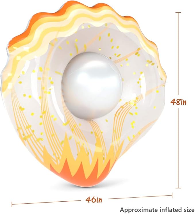 Jasonwell Inflatable Seashell Pool Float Floatie with Ball Water Fun Large Blow Up Summer Beach Swimming Floaty Party Toys Lounge Raft for Adults