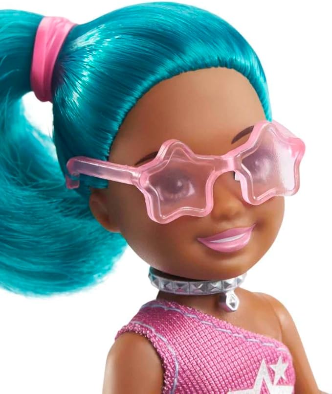 Barbie Chelsea Can Be Playset with Brunette Chelsea Rockstar Doll (6-in), Guitar, Microphone, Headphones, 2 VIP Tickets, Star-Shaped Glasses, Great Gift for Ages 3 Years Old & Up