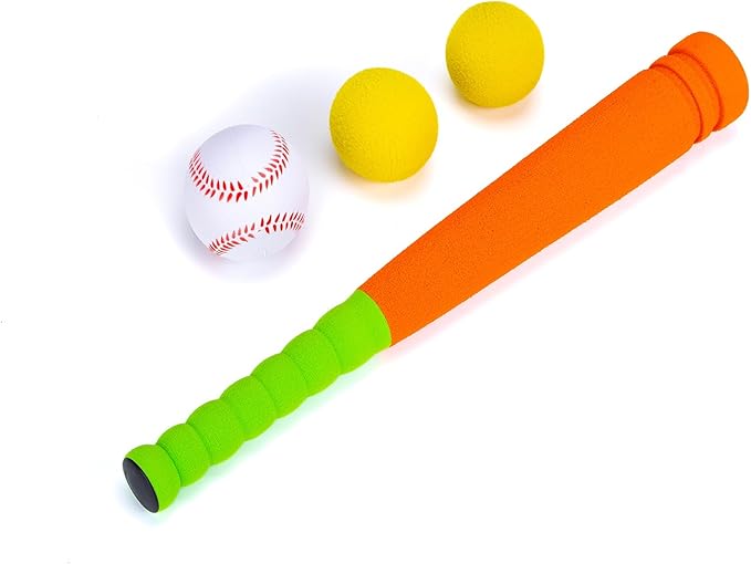 [Mini Size] 16" Foam Kids Sports Baseball Bat Set+ 3 Soft Balls + Storage Bag Included, Gift for Toddlers 3 Years Old Hitting Indoor Outdoor Playing