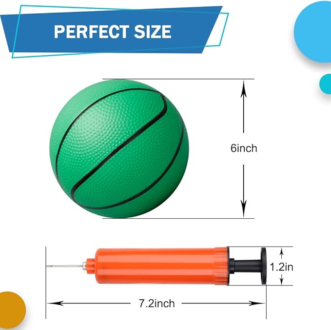 6" Mini Basketball for Mini Basketball Hoop, Small Replacement Ball for Over The Door Hoop, Little PVC Playground Pool Ball for Kids Toddler, Beach Indoor Outdoor Sport Game 3 PCS (Rainbow)