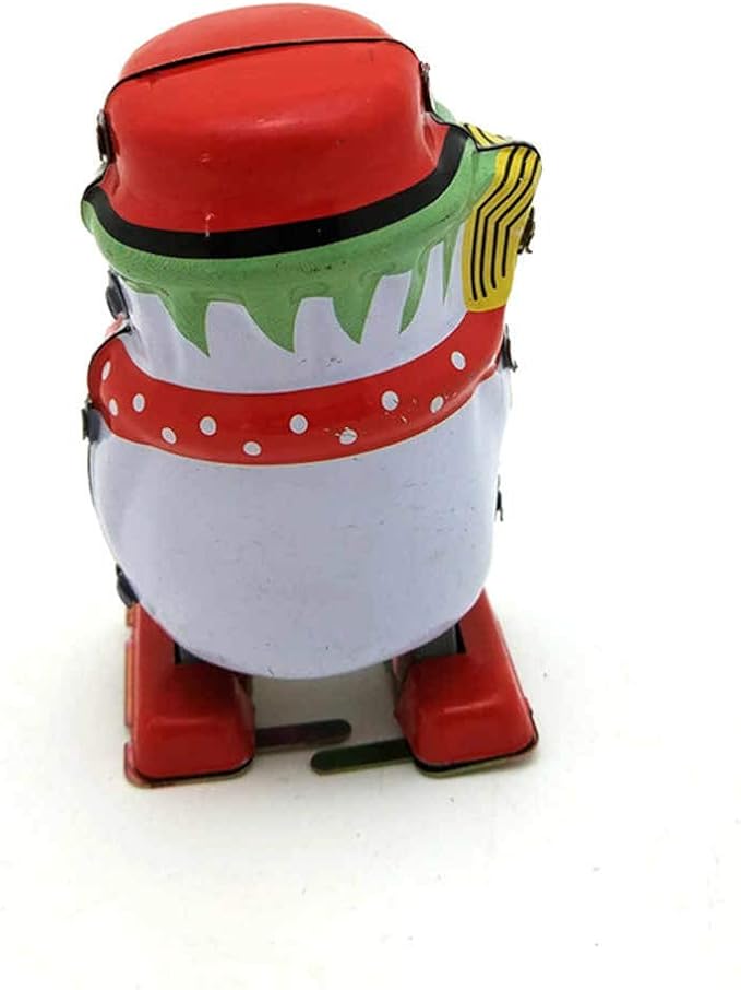 Charmgle Wind-Up Tin Toy Snowman, Retro Walking Robot Adult Collection Clockwork Toy, Xmas Party Favor Toys Home Bar Decoration