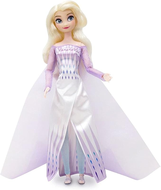 Disney Store Official Princess Classic Doll (Elsa from Frozen 2), 11 Inches, Includes Brush with Molded Details, Fully Posable Toy in Classic Outfit - Disney Princess Toys