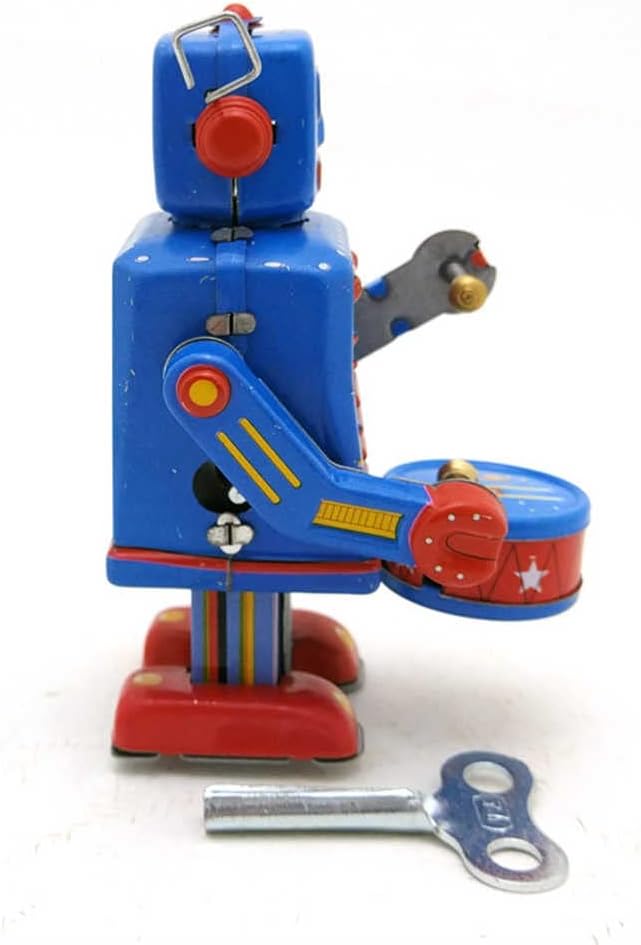 Charmgle Drummer Robot Tin Toy Wind-up Walking Robot Adult Collection Retro Toy Party Favor Gifts Home Decoration