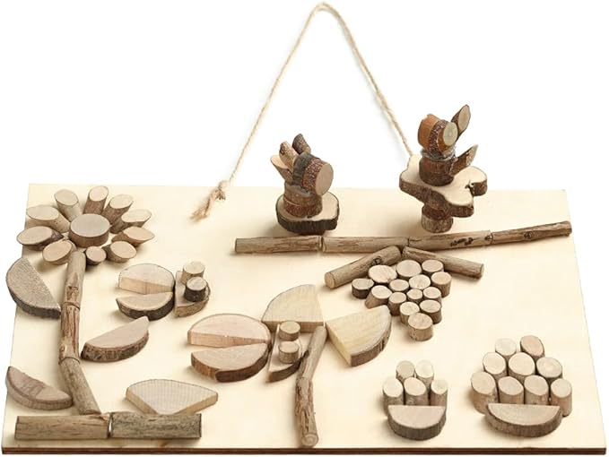 LAZACA Wood Craft Kits DIY for Kids Ages 5-10 Wooden Art Paint Bulk Crafts Garden Playset Loose Parts Play Materials 250 Pcs/19.5X13X3.5cm